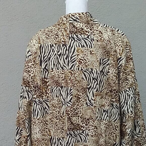 Koret Sport Jacket Women's 20W Black Brown Khaki Animal Print Zipper Grannycore - Picture 4 of 7